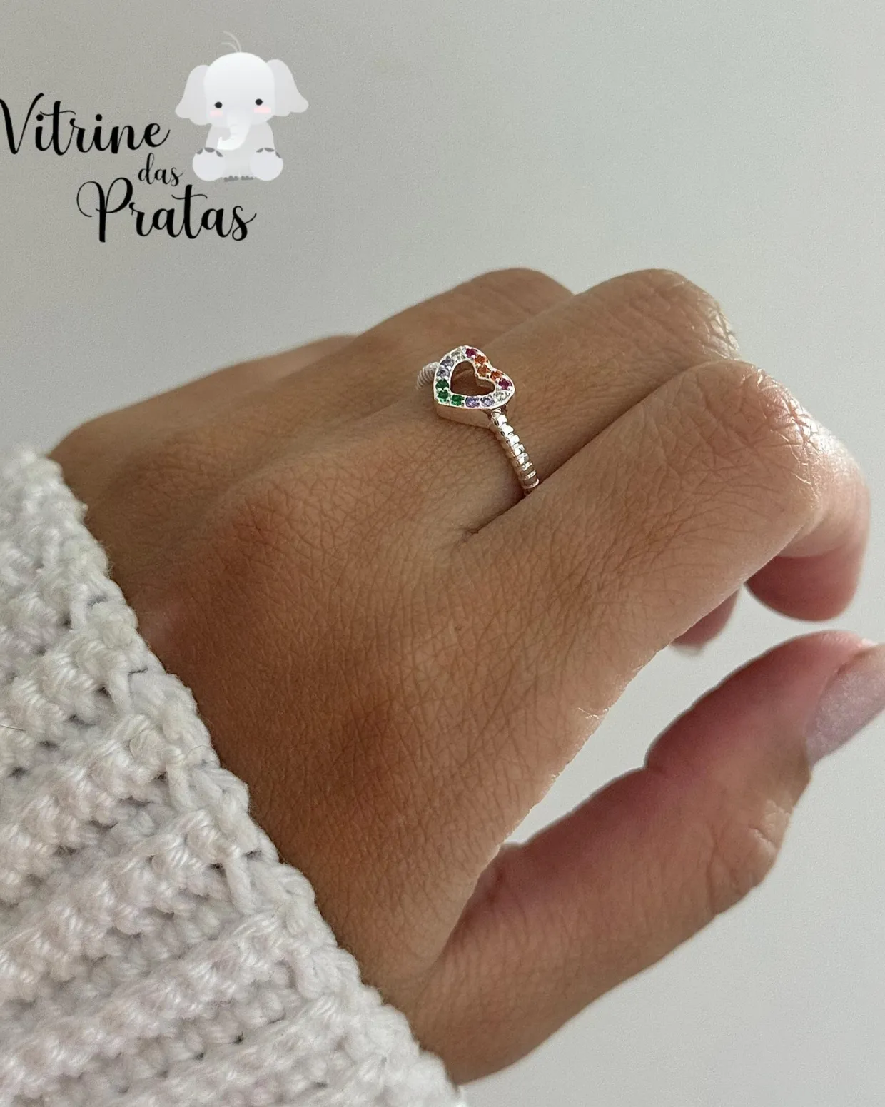 Anel Coração Color Cravejado