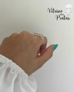 Anel Quadrado com Corações Vazados