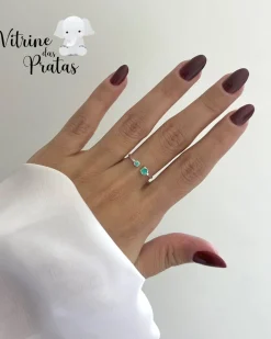 Anel Regulável com Zircônias Verde