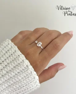 Anel Regulável com Zircônia Oval