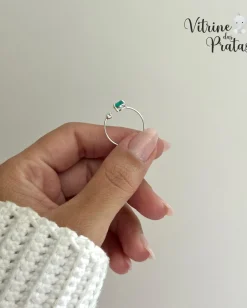 Anel Regulável com Zircônia Oval Verde Turmalina