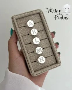 Anel Regulável Letra Cravejada