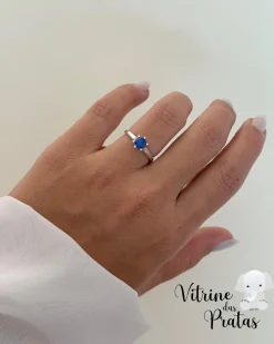 Anel Solitário Azul