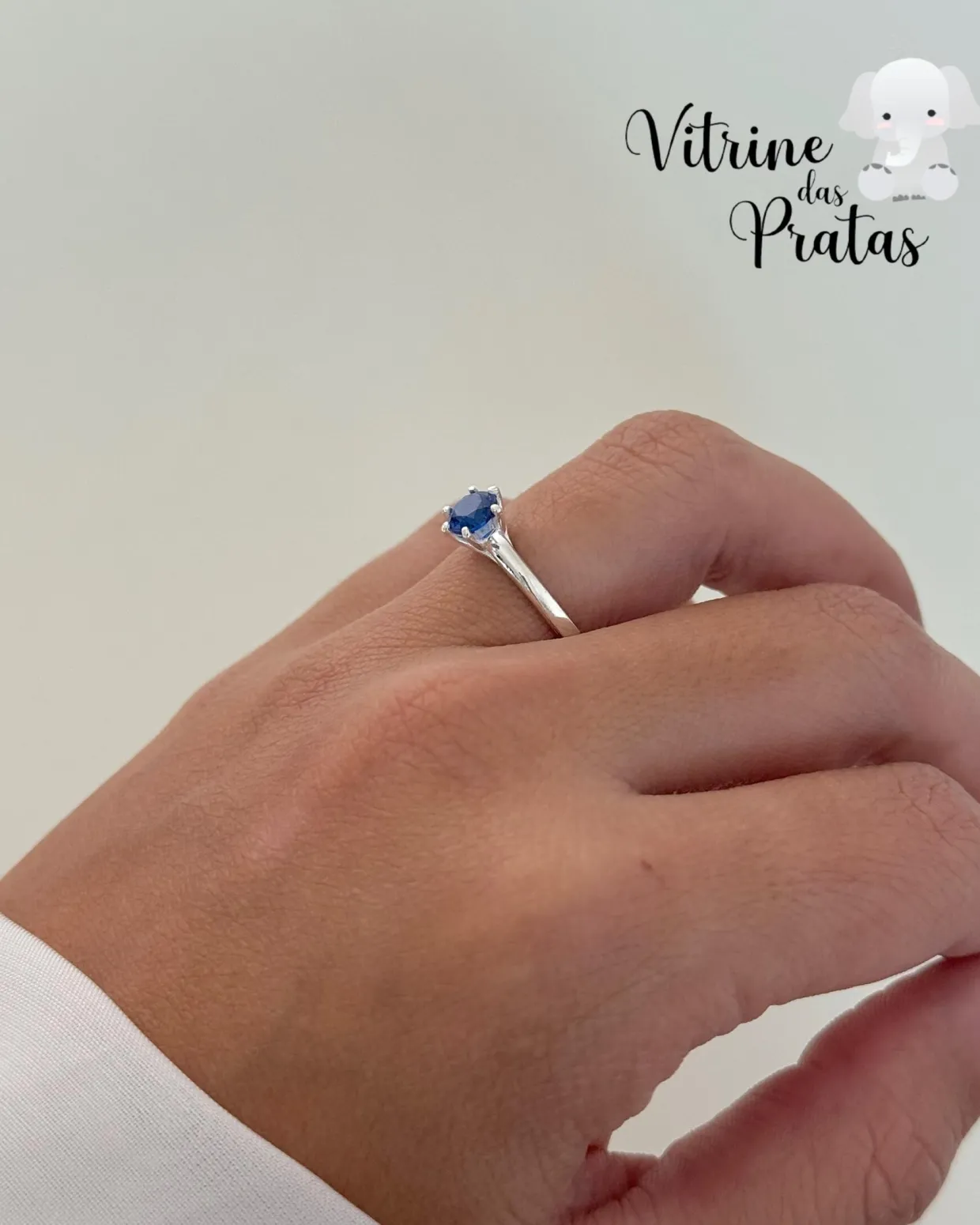 Anel Solitário Azul