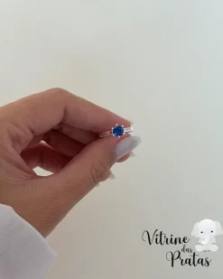 Anel Solitário Azul