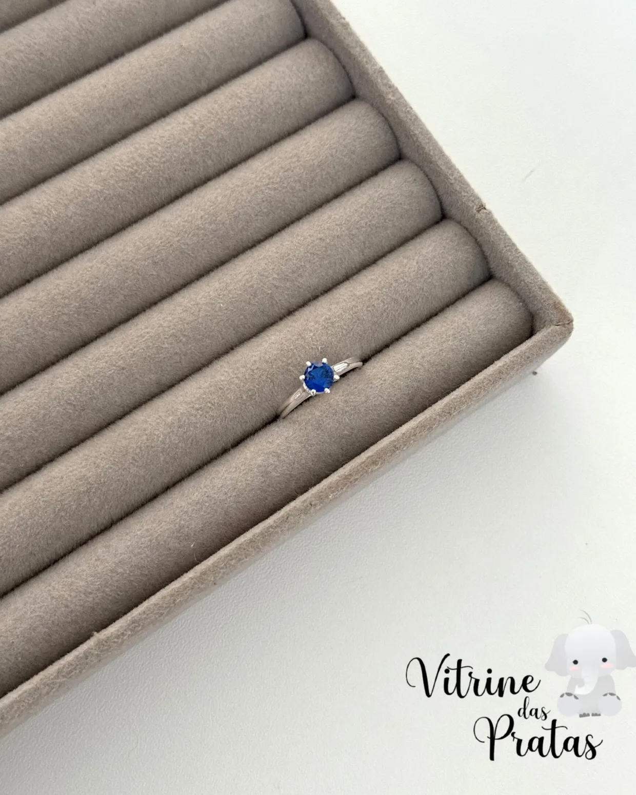 Anel Solitário Azul