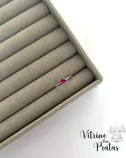 Anel Solitário Coração Rubi