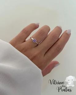 Anel Solitário Lilás