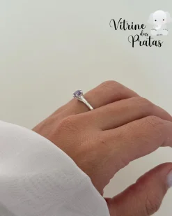 Anel Solitário Lilás