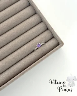 Anel Solitário Lilás