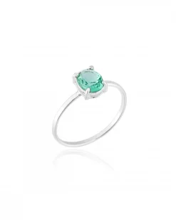 Anel Solitário Oval Verde Turmalina