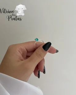 Anel Solitário Oval Verde Turmalina