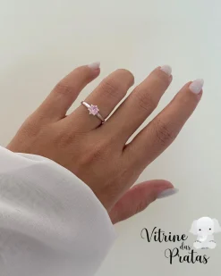 Anel Solitário Rosa