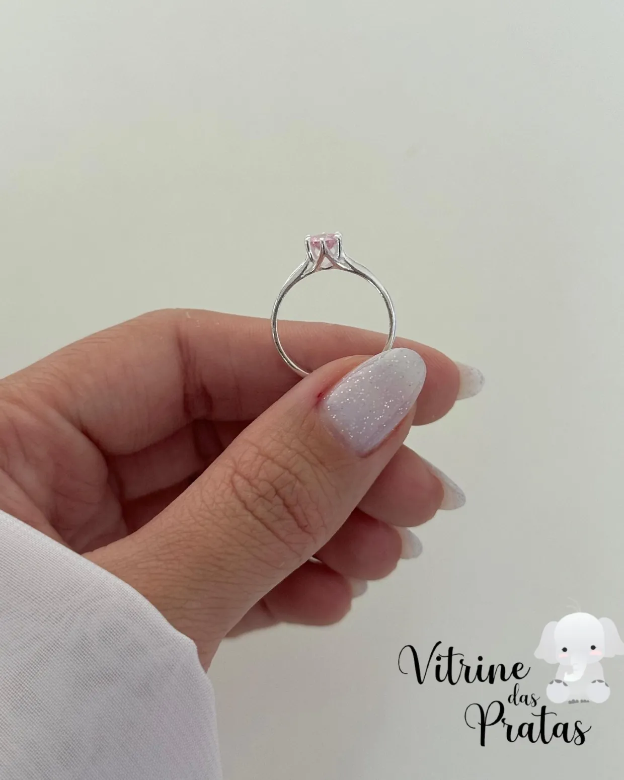 Anel Solitário Rosa