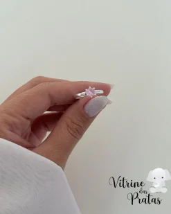 Anel Solitário Rosa