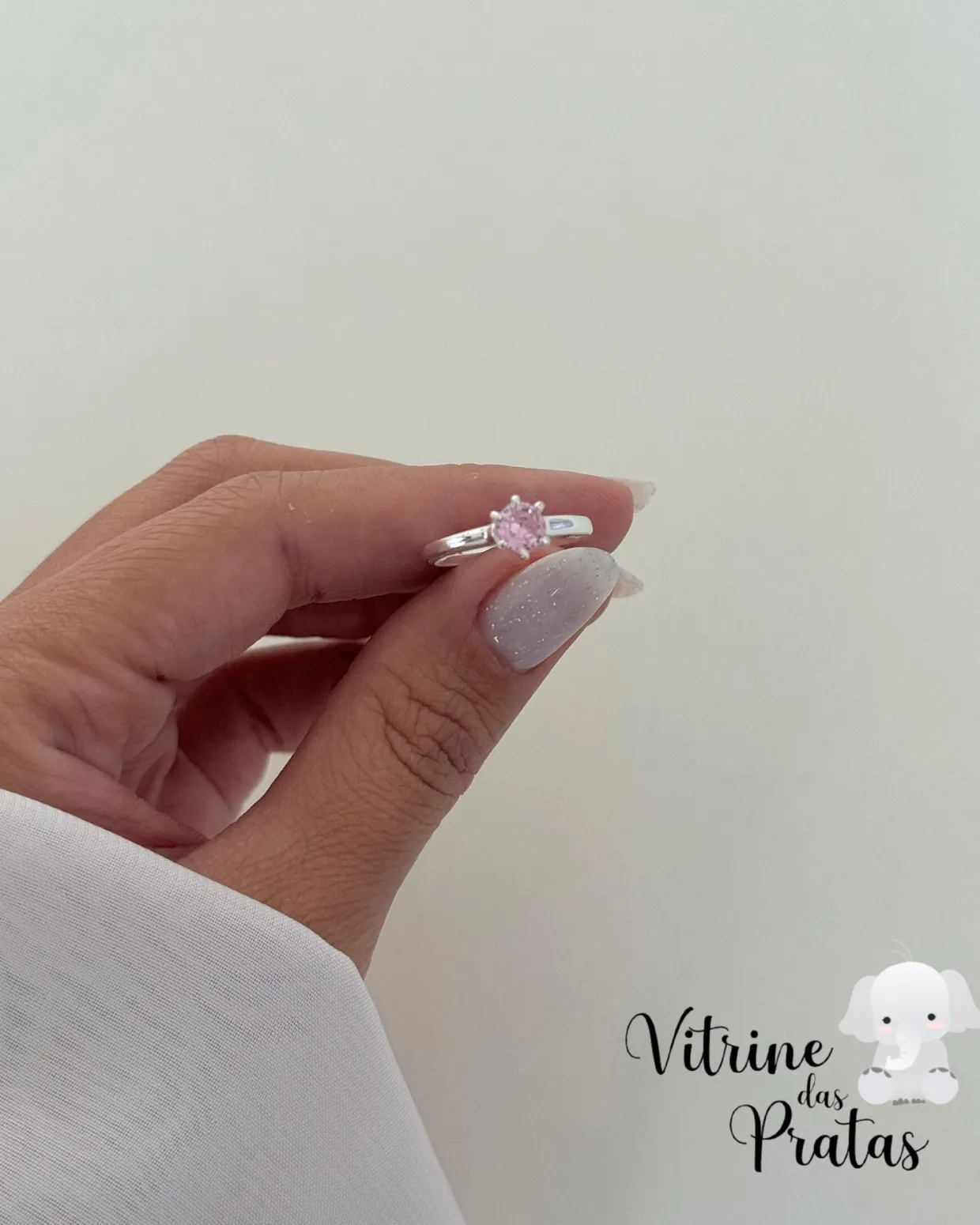 Anel Solitário Rosa