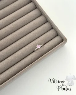 Anel Solitário Rosa
