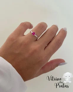 Anel Solitário Rubi