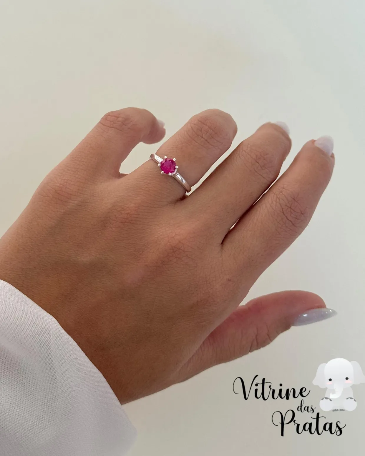 Anel Solitário Rubi