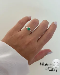 Anel Solitário Verde