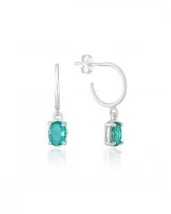 Argola com Zircônia Oval Verde Turmalina