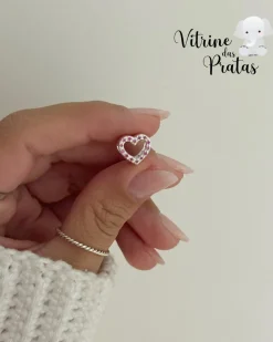 Berloque Separador Coração Cravejado Vazado Rubi