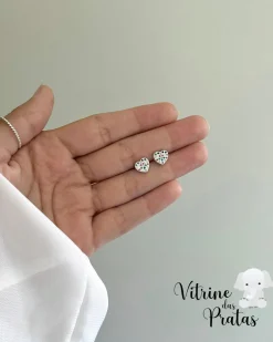 Brinco Coração Cravejado Color