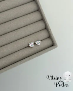 Brinco Coração Cravejado Color