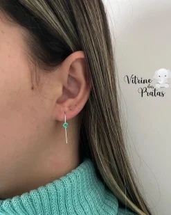 Brinco Fio com Zircônia Verde