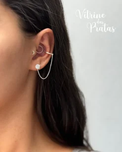 Brinco Ponto de Luz com Piercing Fake