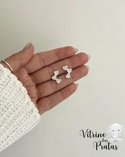 Brinco Três Corações Cravejado