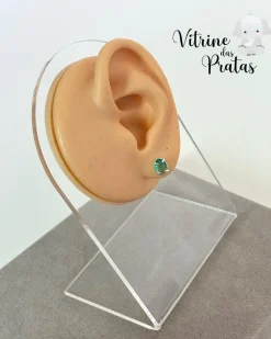 Brinco Zircônia Oval Verde Turmalina