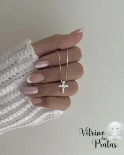 Colar Cruz Cravejada Mini