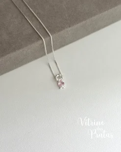 Colar Menina com Zircônia Rosa