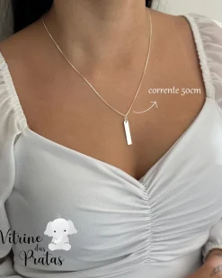 Colar Plaquinha Comprida Personalizada (LEIA A DESCRIÇÃO)