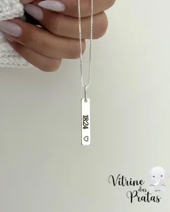 Colar Plaquinha Comprida Personalizada (LEIA A DESCRIÇÃO)