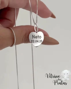 Colar Plaquinha Coração Personalizado (LEIA A DESCRIÇÃO)