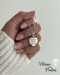 Colar Plaquinha Coração Personalizado (LEIA A DESCRIÇÃO)