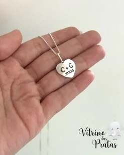 Colar Plaquinha Coração Personalizado (LEIA A DESCRIÇÃO)
