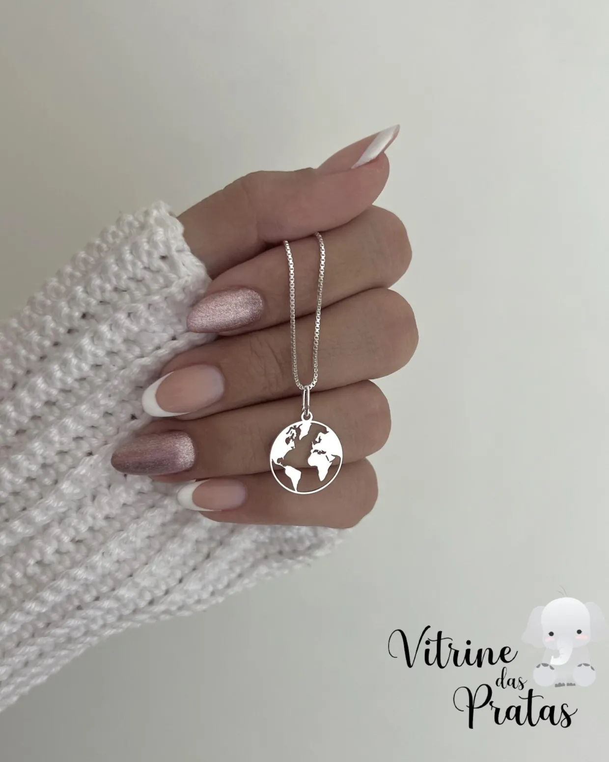 Colar Plaquinha Mapa Mundi