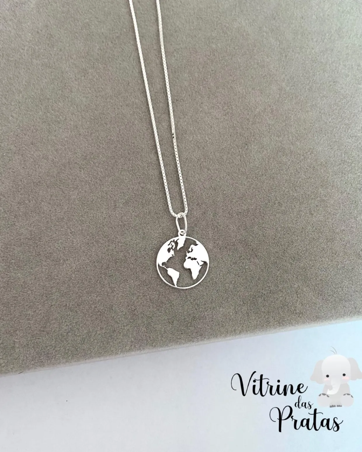 Colar Plaquinha Mapa Mundi