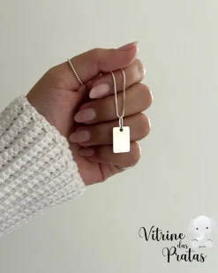Colar Plaquinha Quadrada Personalizada (LEIA A DESCRIÇÃO)