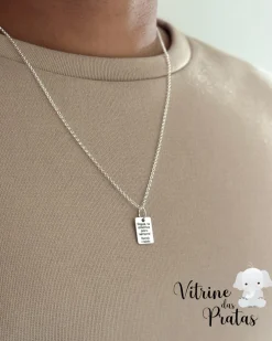 Colar Plaquinha Quadrada Personalizada 60cm (LEIA A DESCRIÇÃO)