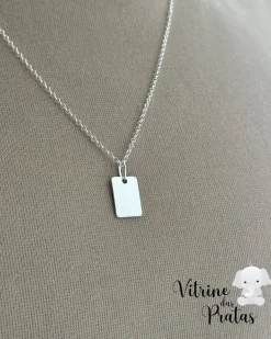 Colar Plaquinha Quadrada Personalizada 60cm (LEIA A DESCRIÇÃO)