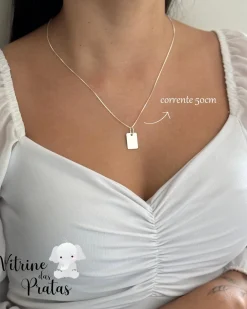 Colar Plaquinha Quadrada Personalizada (LEIA A DESCRIÇÃO)