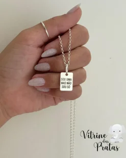 Colar Plaquinha Quadrada Personalizada 60cm (LEIA A DESCRIÇÃO)