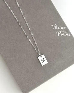 Colar Plaquinha Quadrada Personalizada 60cm (LEIA A DESCRIÇÃO)