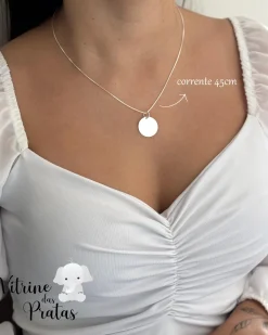 Colar Plaquinha Redonda Grande Personalizada (LEIA A DESCRIÇÃO)