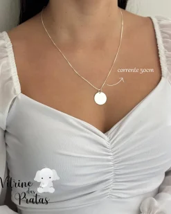 Colar Plaquinha Redonda Grande Personalizada (LEIA A DESCRIÇÃO)