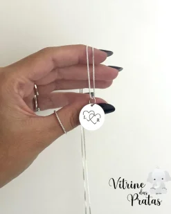 Colar Plaquinha Redonda Grande Personalizada (LEIA A DESCRIÇÃO)